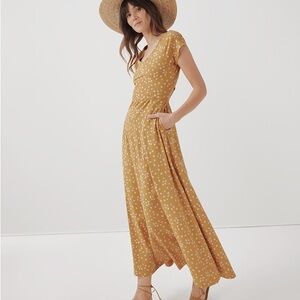 Pact Mustard Floral Maxi Dress